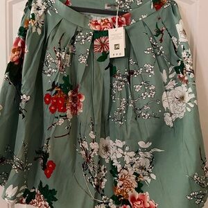 Women’s Grace Karin Floral Pleated Skirt XL NWT